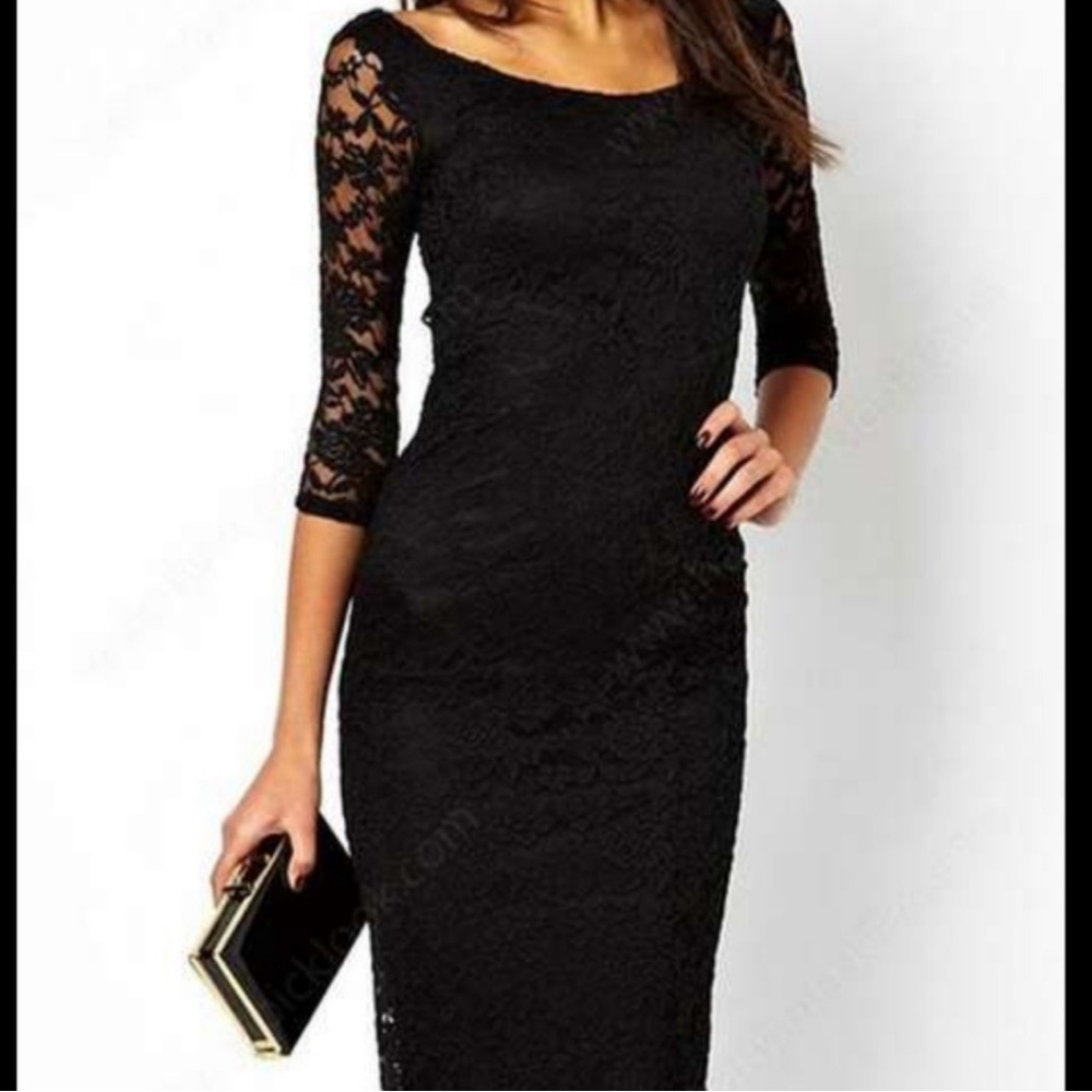 Candies Floral Black Lace Dress